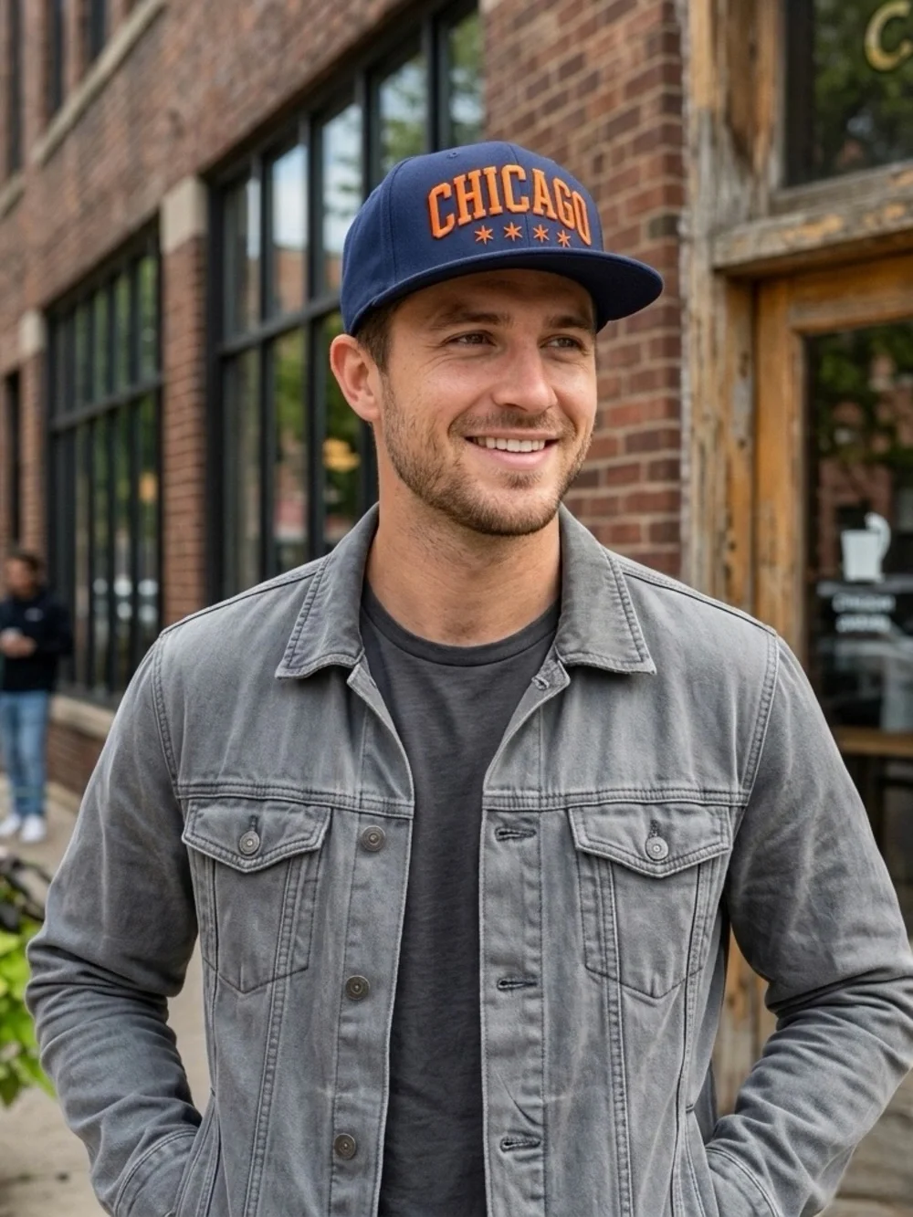 ❤️‍🔥 Chicago Navy Orange Snapback Hat Streetwear Flat Bill Embroidered w/ Stars